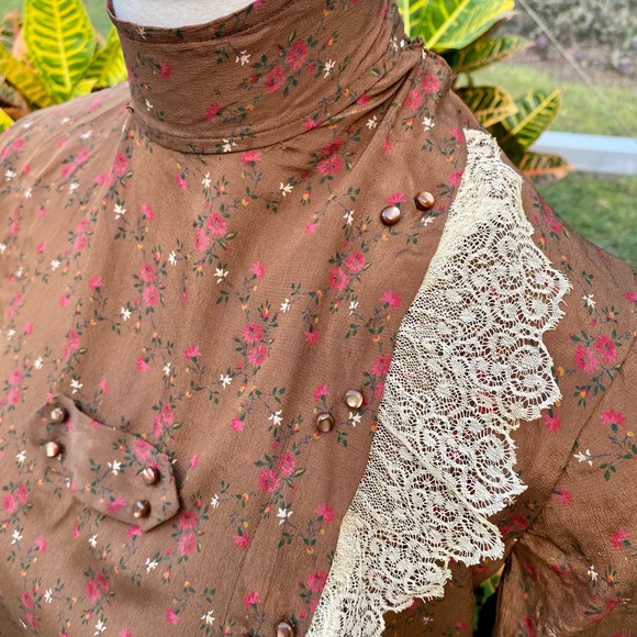 Antique Floral Silk Blouse Edwardian Lace S Delicate As Is - Picture 2 of 11